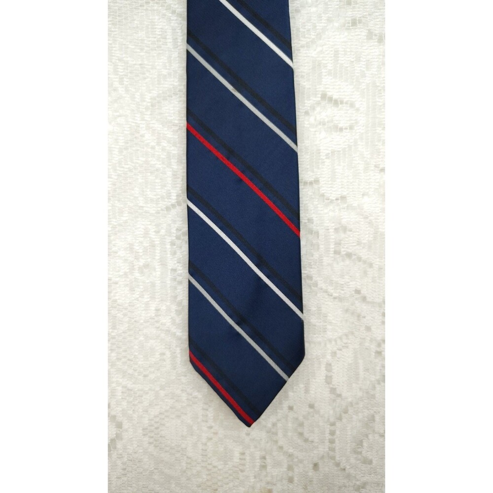 American Edition Silk blend Tie Navy Red Blue Diagonal Stripe 56.5"x 3.25" USA
